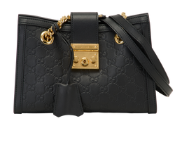 Padlock Shoulder Bag, Leather, Black, 001998, CL/K/DB, 2*